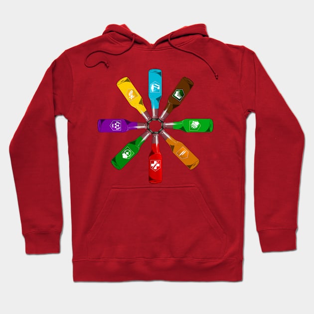 Zombie 8 Perk Pinwheel on Maroon Hoodie by LANStudios